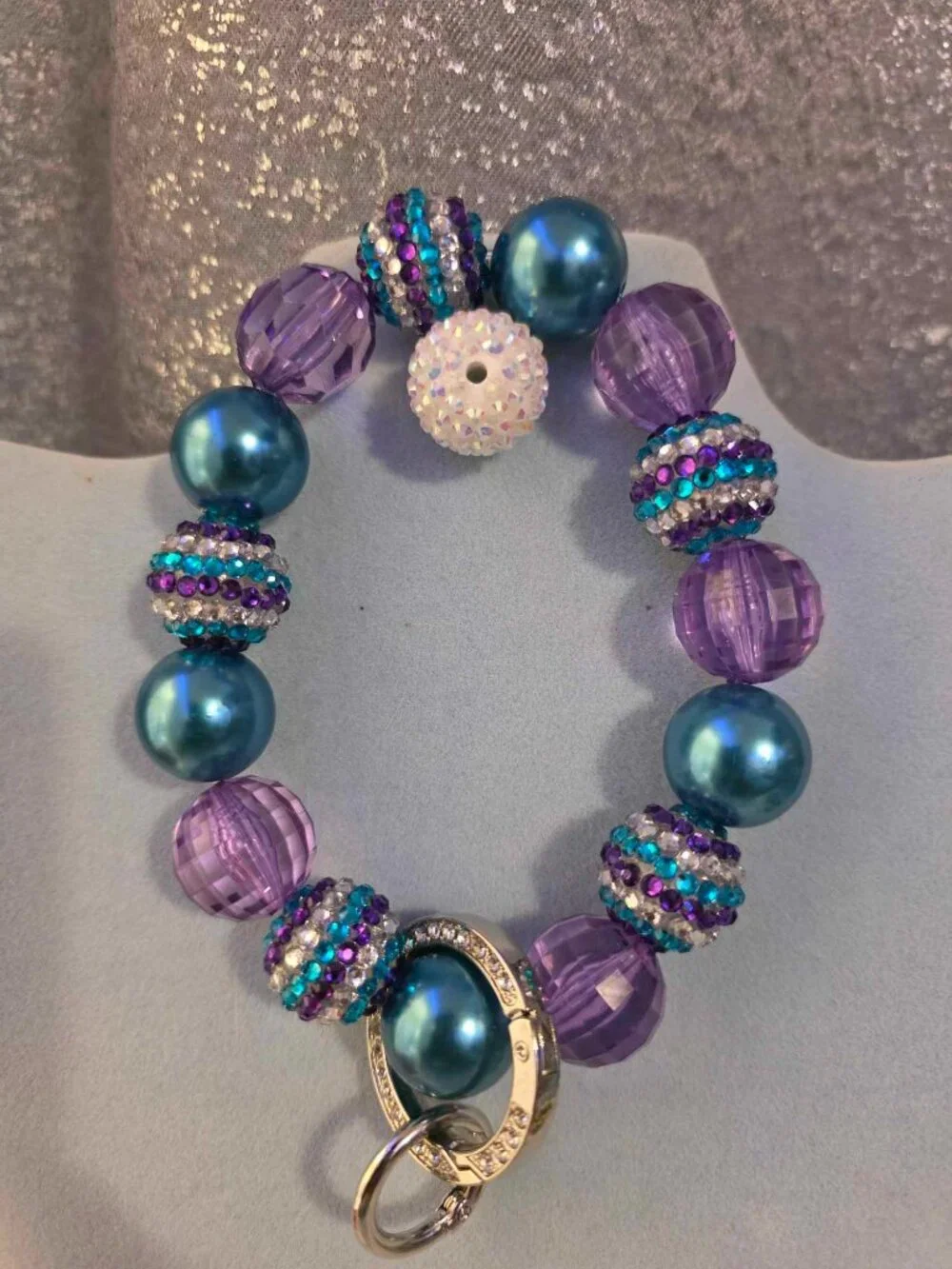 Purple and Blue Handmade Keychain Wristlet
